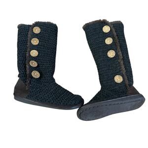 Muk Luks Sweater Chocolate Brown Slouchy Boots Women’s 8 Cozy Soft Casual Shoe